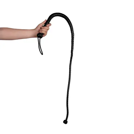 EasyToys PU Leather Whip Black 122cm with Knot Handle Detail