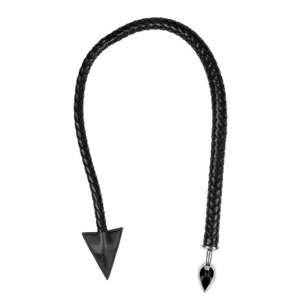 Ouch! Metal Plug with PU Leather Devil Tail - Black, Medium Size