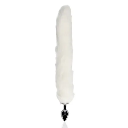 Sinner Gear Fox Tail Plug White - Metal Accessory with Faux Fur Tail