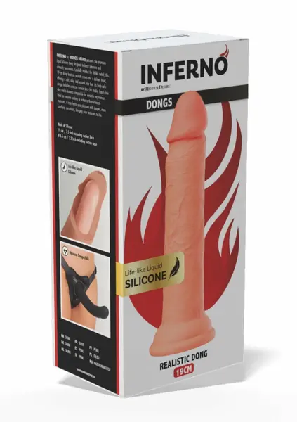 Inferno дилдо от течен силикон с вендуза, 19 см