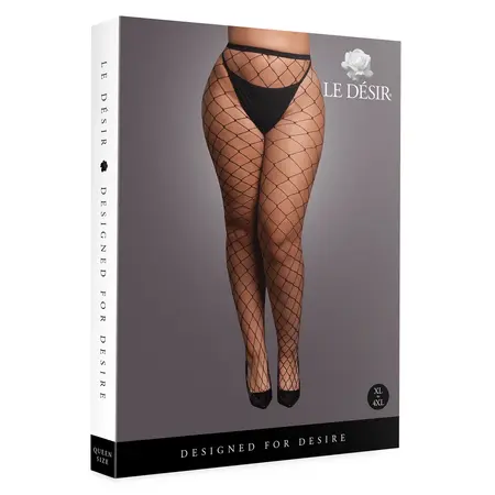 OSX Pantyhose XL-4XL Black with Wide Fishnet Pattern