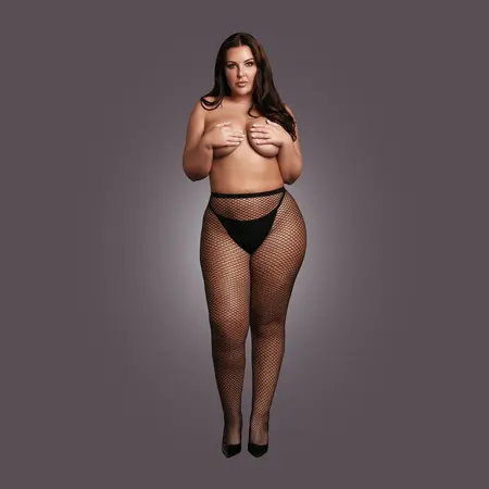 OSX Pantyhose Black - XL-4XL, Soft Stretch, Fine Fishnet Design