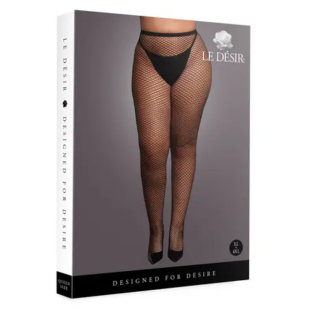 OSX Pantyhose Black - XL-4XL, Soft Stretch, Fine Fishnet Design