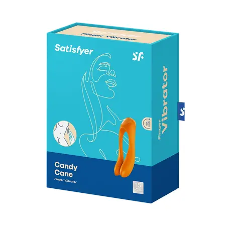 Satisfyer Candy Cane Mini Vibrator Black-Orange - Compact Finger Model
