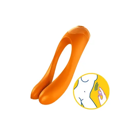 Satisfyer Candy Cane Mini Vibrator Black-Orange - Compact Finger Model