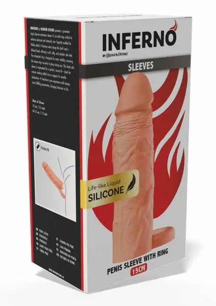 HIDDEN DESIRE INFERNO Liquid Silicone Extension Sleeve 15 cm with Ring
