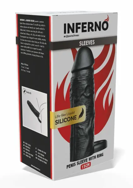 HIDDEN DESIRE INFERNO Liquid Silicone Extension Sleeve 15 cm with Ring