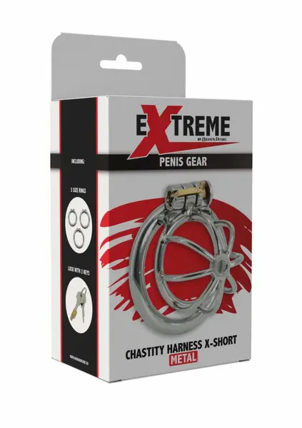 HIDDEN DESIRE Chestity Cock Harness X-Short Metal Chastity System