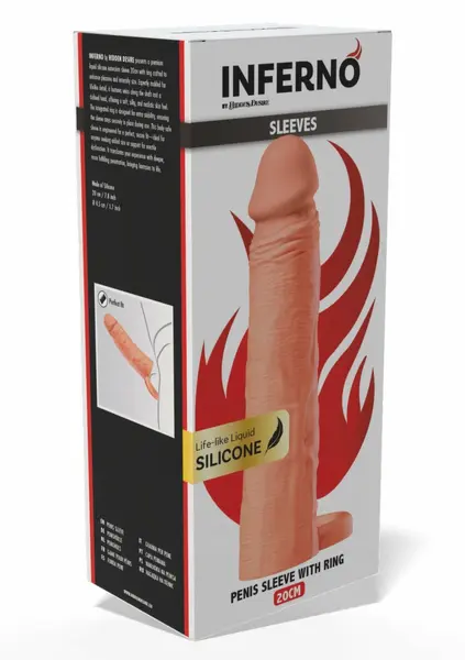 INFERNO by HIDDEN DESIRE Liquid Silicone Extension Sleeve 20 cm with Ring