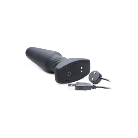 XR Brands Slim R Remote-Controlled Rotating Plug Smooth Texture Black