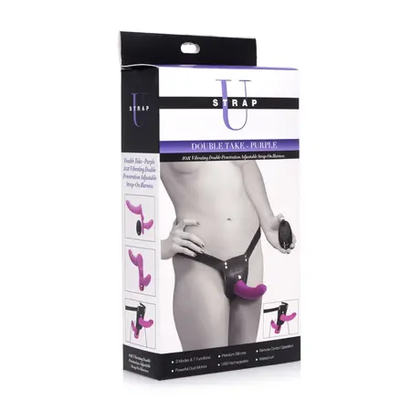 Sportsheets Double Take Vibrating Strap-On Harness Set Remote Black