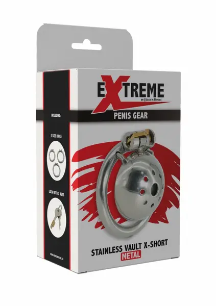 HIDDEN DESIRE Stainless Vault X-Short Steel Chastity Device 40mm