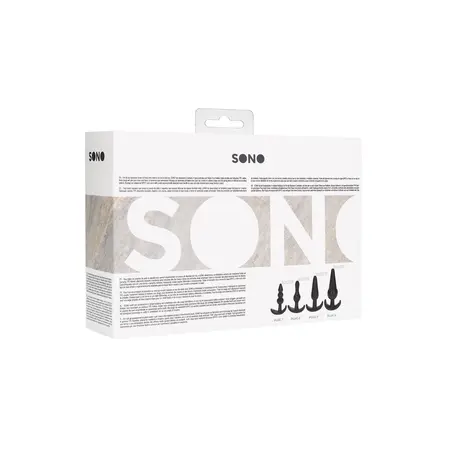 Ouch! No.80 Silicone Anal Plug Set 4 Sizes Ergonomic Base Black