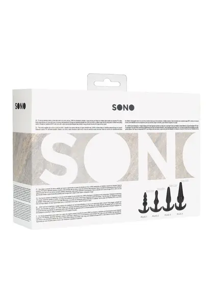 Ouch! No.80 Silicone Anal Plug Set 4 Sizes Ergonomic Base Black