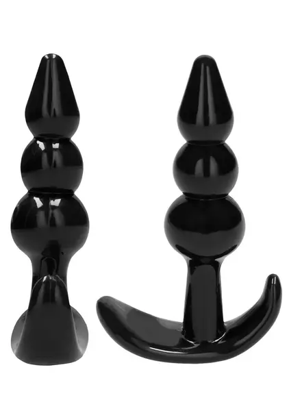 Ouch! No.80 Silicone Anal Plug Set 4 Sizes Ergonomic Base Black