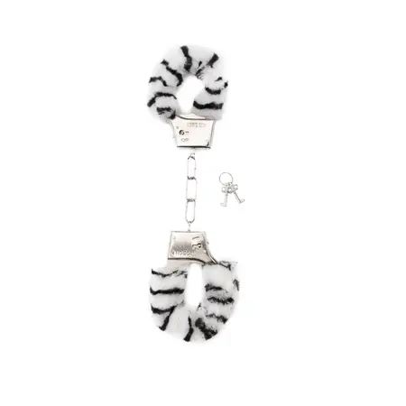 Ouch! Plush Metal Handcuffs with Quick Release - Black, Adjustable Fit