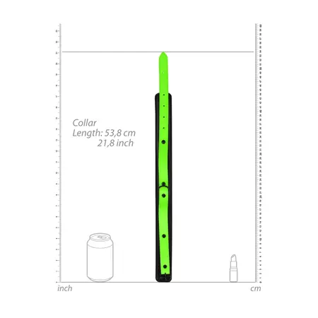Ouch! Adjustable Glow-in-the-Dark Collar with Leash - Neon Green Finish