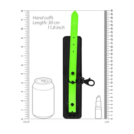Ouch! Glow in the Dark Thigh Cuffs & Belt Set S/M - Luminous Green