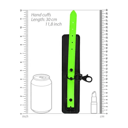 Ouch! Glow in the Dark Hand & Ankle Cuffs Set with Hogtie, Luminous Green