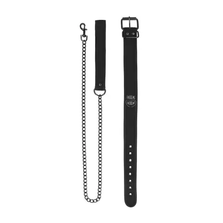 Ouch! Neoprene Adjustable Collar with Leash - Black, Comfortable Fit