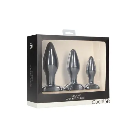 Ouch! Apex Silicone Plug Set - Tapered Design, Black, 3 Sizes