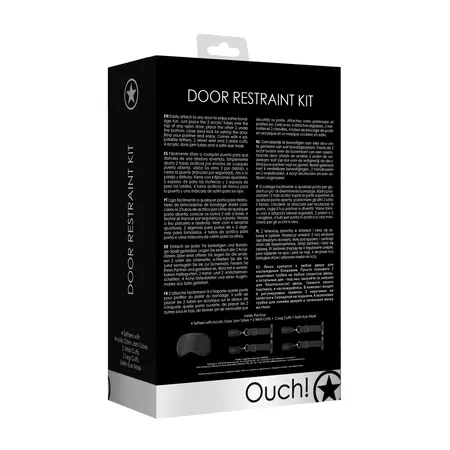 Ouch! Door Restraint System with Adjustable Cuffs and Eye Mask Black