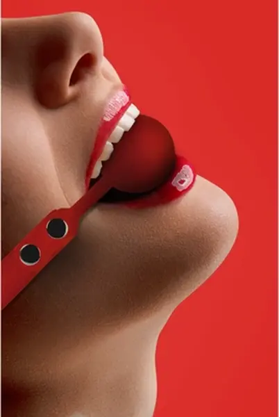 Ouch! Silicone Ball Gag Adjustable Leather Strap Black Universal Fit