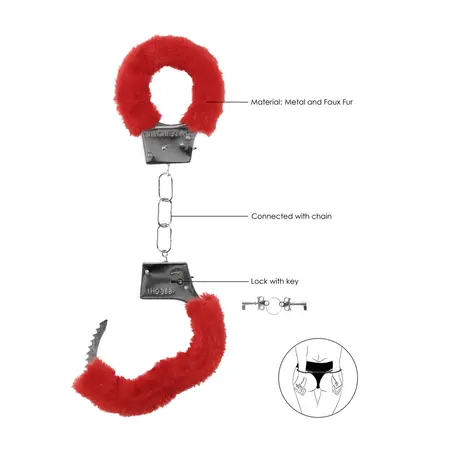 Ouch! Beginner Handcuffs Furry - Soft Adjustable Restraint, Black