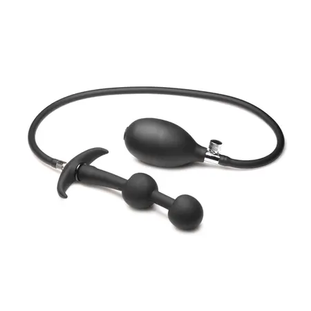 XR Brands Ass Rattler Inflatable Silicone Plug with Weights Black