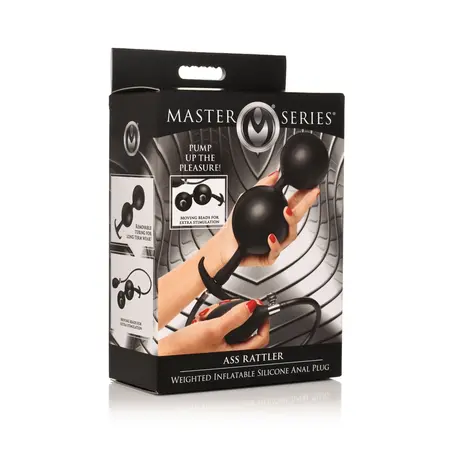 XR Brands Ass Rattler Inflatable Silicone Plug with Weights Black