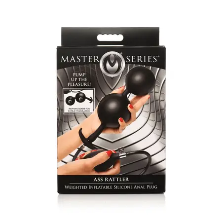 XR Brands Ass Rattler Inflatable Silicone Plug with Weights Black
