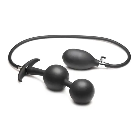 XR Brands Ass Rattler Inflatable Silicone Plug with Weights Black