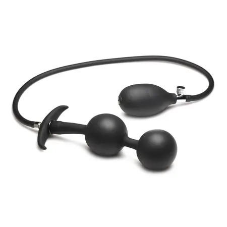 XR Brands Ass Rattler Inflatable Silicone Plug with Weights Black