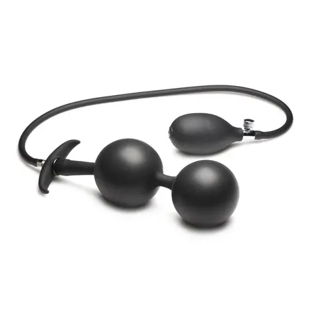 XR Brands Ass Rattler Inflatable Silicone Plug with Weights Black