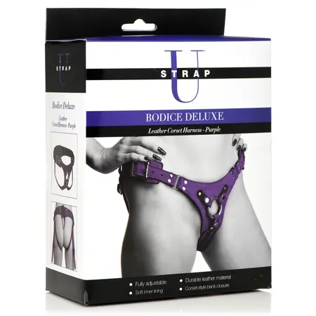 Bodice Deluxe Leather Corset Harness Purple - Adjustable Comfort Fit