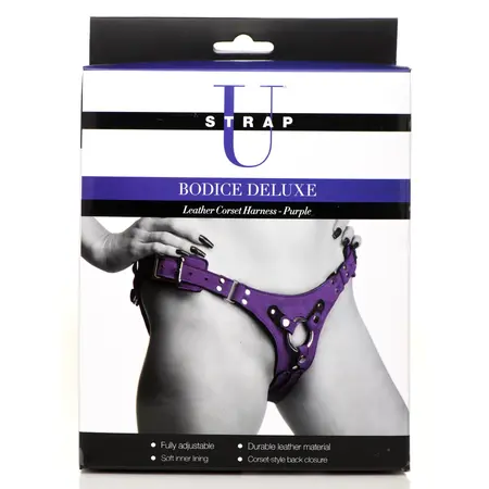 Bodice Deluxe Leather Corset Harness Purple - Adjustable Comfort Fit
