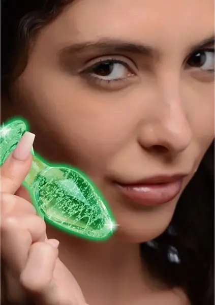Booty Sparks Glow-In-The-Dark Glass Plug Small - Luminous Borosilicate