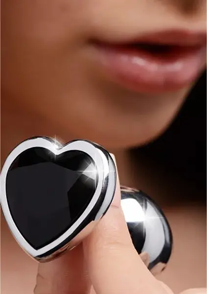 Black Heart Aluminum Intimate Plug Small - Lightweight, Nickel-Free, Black