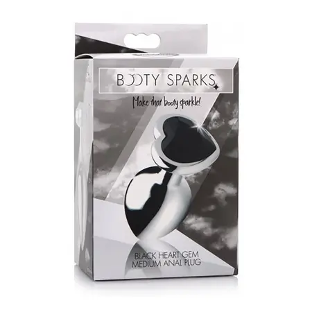 Black Heart Medium Anal Plug Aluminum Alloy Weighted Design