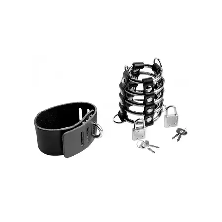 XR Brands Gates of Hell Adjustable Chastity System with Leather Straps