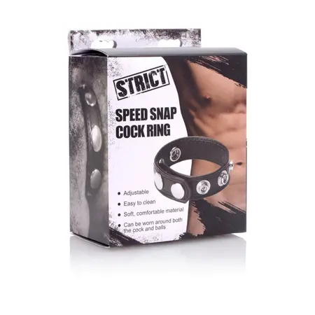 XR Brands Speed Snap Adjustable Silicone Intimate Ring Black