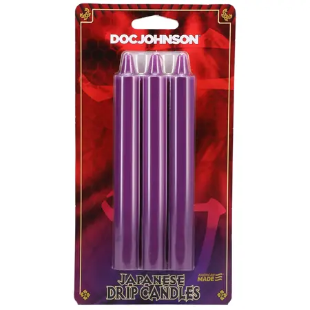 Doc Johnson Japanese Drip Candles Purple 3-Pack - Body-Safe Wax