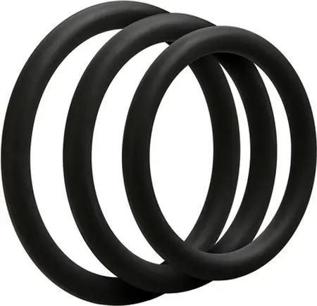 Doc Johnson OptiMALE Thin Silicone Ring Set 3 Sizes Black/Slate