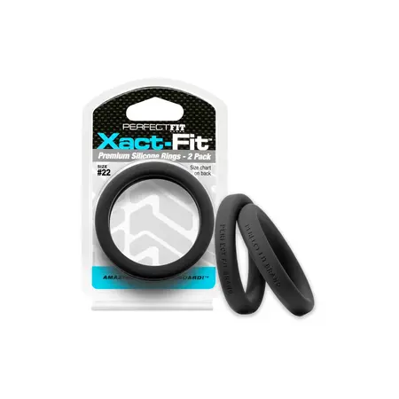 Perfect Fit Xact-Fit #23 Precision Ring Set 2-Pack, Soft Silicone, Black