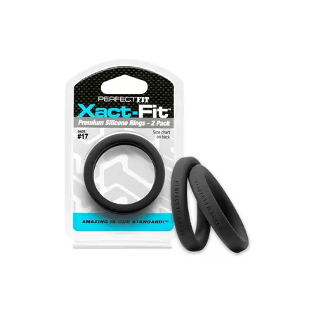 Xact-Fit #17 комплект силиконови пръстени за пенис, черни, 2 бр.