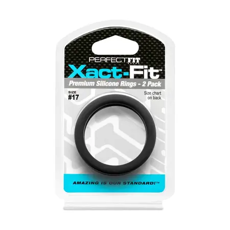 Xact-Fit #17 комплект силиконови пръстени за пенис, черни, 2 бр.