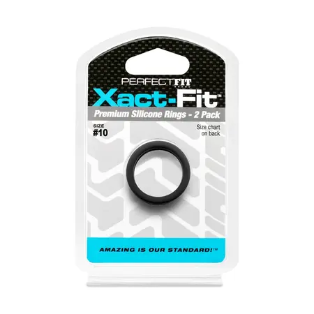 Perfect Fit Xact-Fit #10 Precision Ring 2-Pack, Soft Silicone, Black