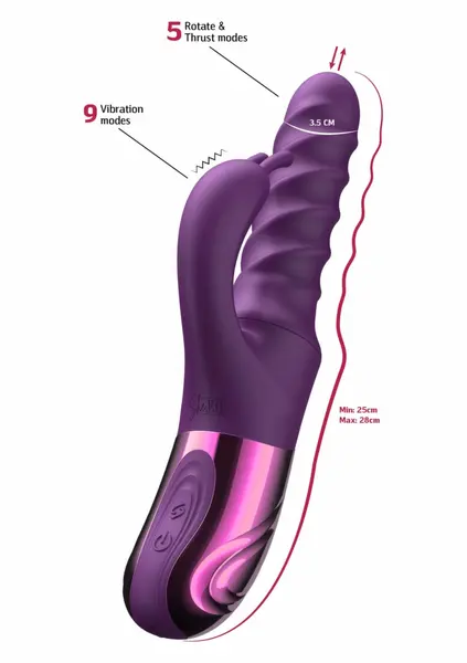 She.E.O Swirl Rabbit Vibrator Thrusting & Rotating, Silicone, Pink