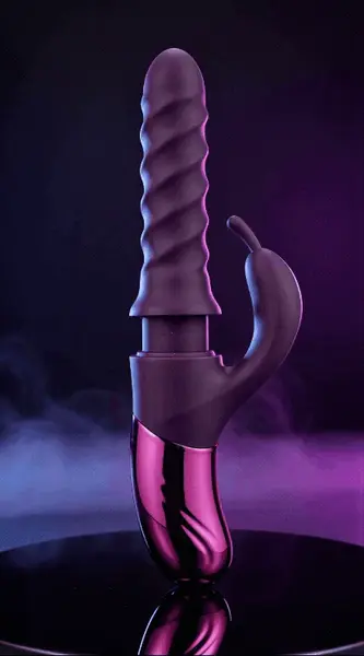She.E.O Swirl Rabbit Vibrator Thrusting & Rotating, Silicone, Pink