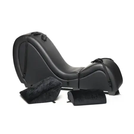 XR Brands Kinky Black Intimate Lounge Chair with Support Pillows
